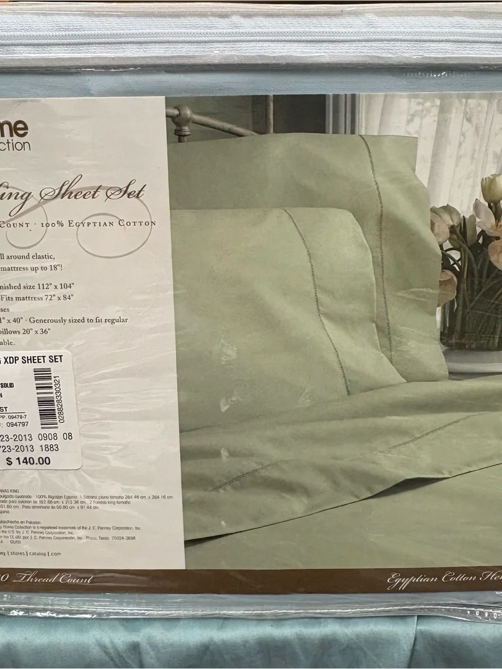 Jc Penny home collection Blue Mist Egyptian Cotton 4pc Sheet Set